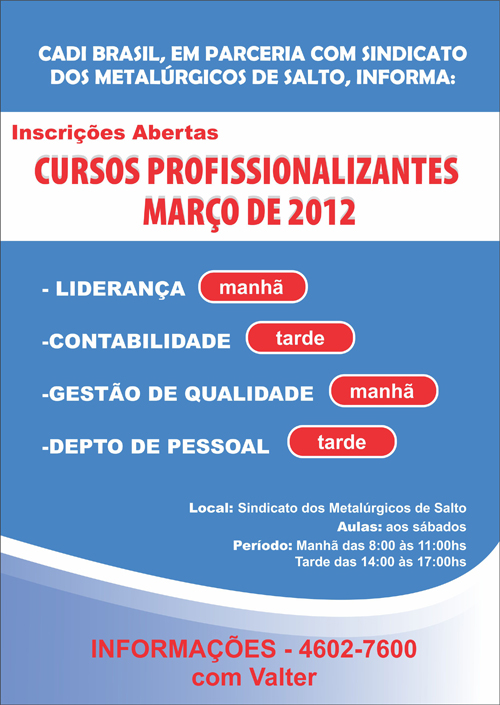 As aulas acontecerão na sede do Sindicato,
